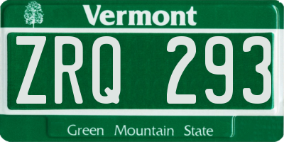VT license plate ZRQ293