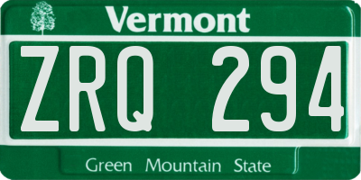 VT license plate ZRQ294
