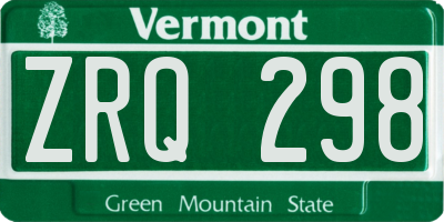VT license plate ZRQ298