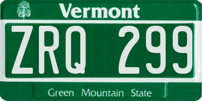 VT license plate ZRQ299