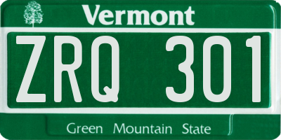 VT license plate ZRQ301