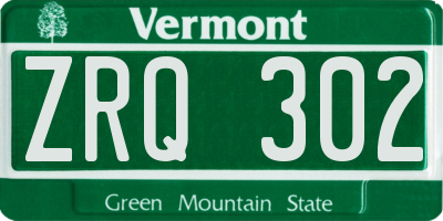 VT license plate ZRQ302