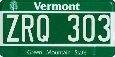 VT license plate ZRQ303