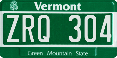 VT license plate ZRQ304