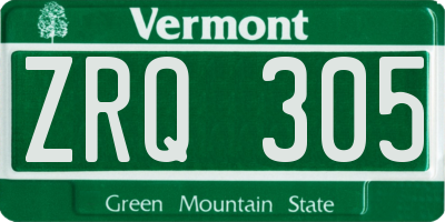 VT license plate ZRQ305