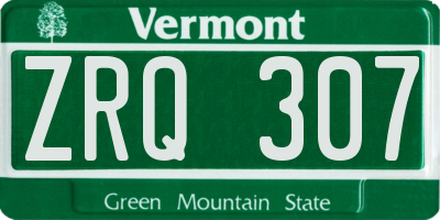 VT license plate ZRQ307