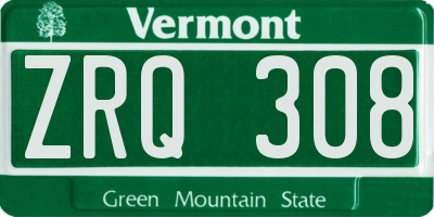 VT license plate ZRQ308