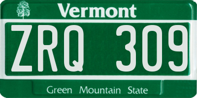 VT license plate ZRQ309