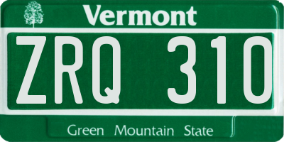 VT license plate ZRQ310