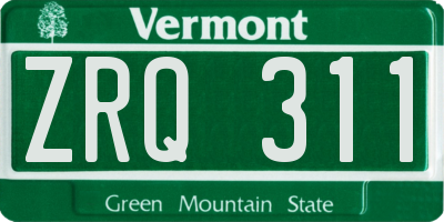 VT license plate ZRQ311