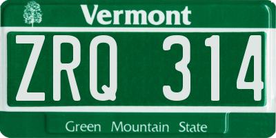 VT license plate ZRQ314