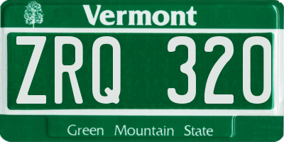 VT license plate ZRQ320