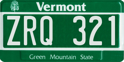 VT license plate ZRQ321