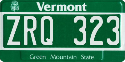 VT license plate ZRQ323