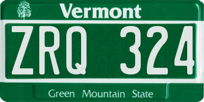 VT license plate ZRQ324