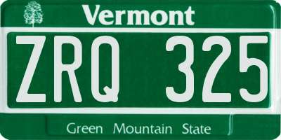 VT license plate ZRQ325
