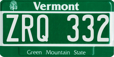 VT license plate ZRQ332