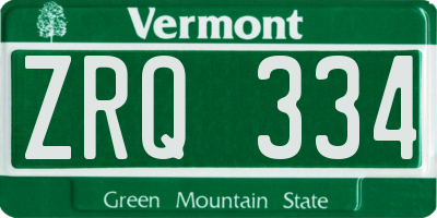 VT license plate ZRQ334