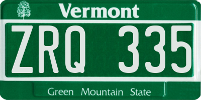 VT license plate ZRQ335