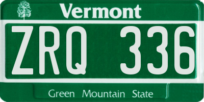 VT license plate ZRQ336