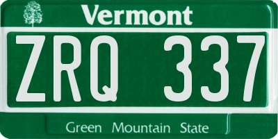 VT license plate ZRQ337