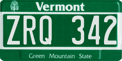 VT license plate ZRQ342