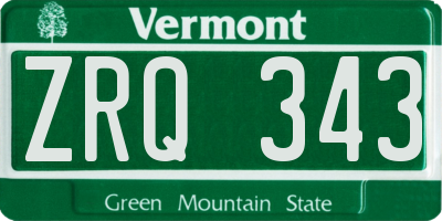 VT license plate ZRQ343