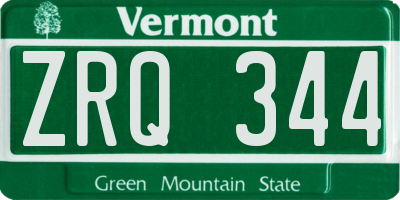 VT license plate ZRQ344