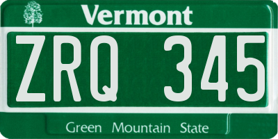 VT license plate ZRQ345