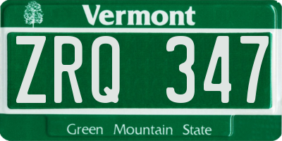 VT license plate ZRQ347