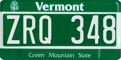 VT license plate ZRQ348