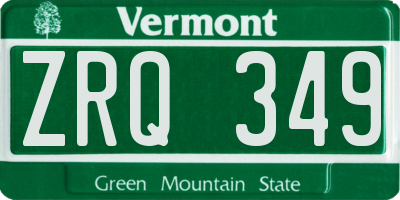 VT license plate ZRQ349