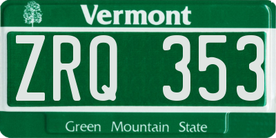 VT license plate ZRQ353