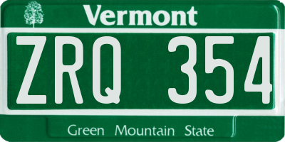 VT license plate ZRQ354