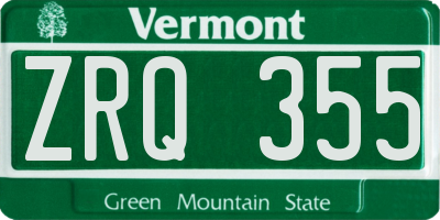 VT license plate ZRQ355