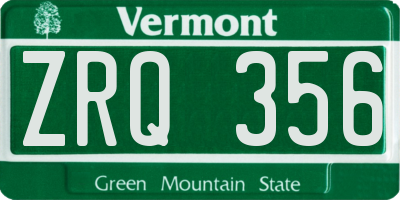 VT license plate ZRQ356