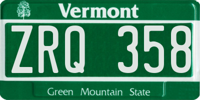 VT license plate ZRQ358