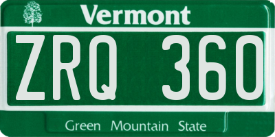 VT license plate ZRQ360