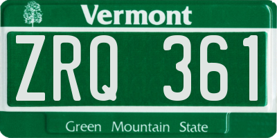 VT license plate ZRQ361