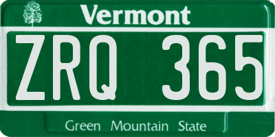 VT license plate ZRQ365