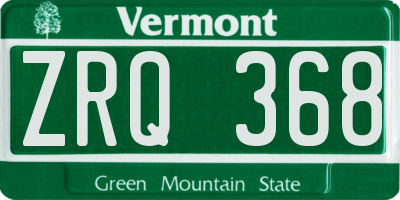 VT license plate ZRQ368