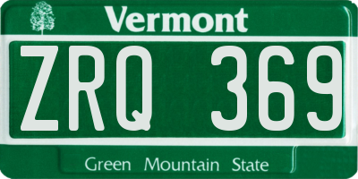 VT license plate ZRQ369