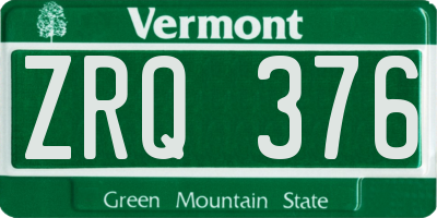 VT license plate ZRQ376