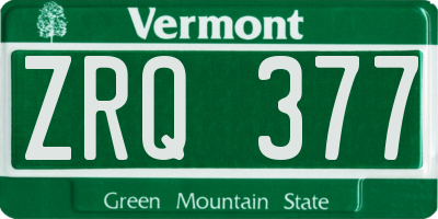 VT license plate ZRQ377