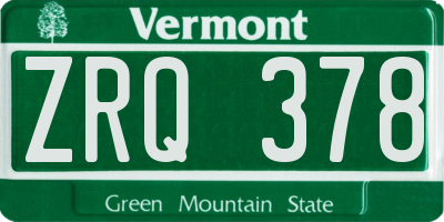 VT license plate ZRQ378