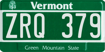 VT license plate ZRQ379