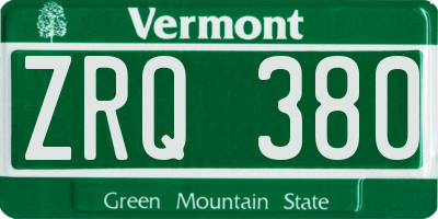 VT license plate ZRQ380