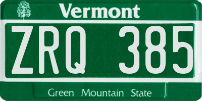 VT license plate ZRQ385