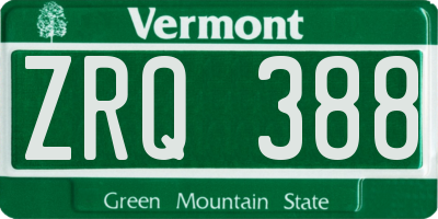 VT license plate ZRQ388