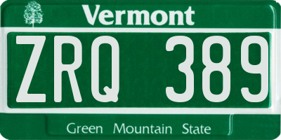 VT license plate ZRQ389